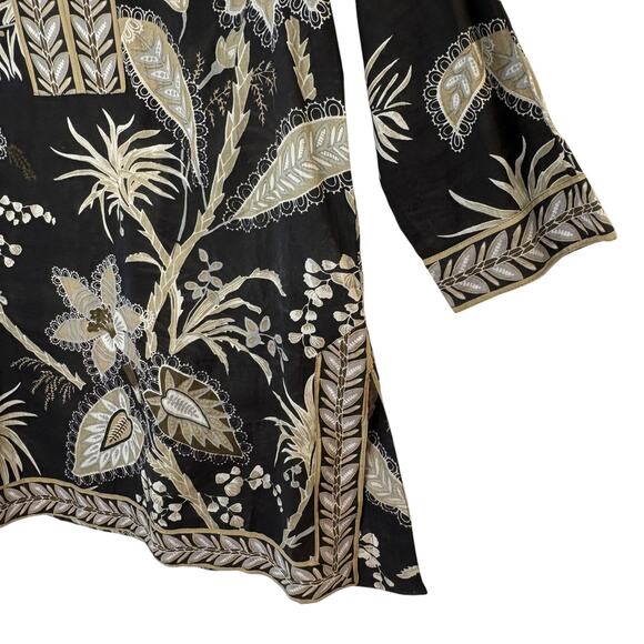 Gretchen Scott Designs Split Neck Top Women's Small Tunic 3/4 Sleeve Cotton - Picture 3 of 9